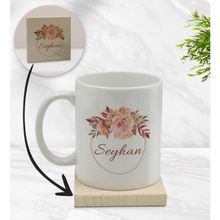 BK Gift Kişiye Özel - 26 Çiçek Tasarımlı Beyaz Kupa Bardak