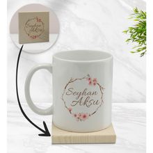 BK Gift Kişiye Özel - 5 Çiçek Tasarımlı Beyaz Kupa Bardak