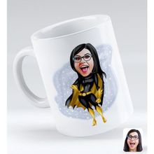 BK Gift Kişiye Özel Kadın Süper Kahraman 3 Karikatürlü Beyaz Kupa Bardak