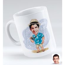 BK Gift Kişiye Özel Tatilci Adam 1 Karikatürlü Beyaz Kupa Bardak