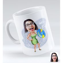 BK Gift Kişiye Özel Tatilci Kadın 6 Karikatürlü Beyaz Kupa Bardak