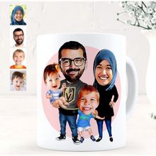 BK Kişiye Özel Aile 3 Karikatürlü Beyaz Kupa Bardak