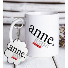 BK Kişiye Özel Anne Anlamı Beyaz Kupa ve Anahtarlık