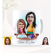 BK Kişiye Özel Anne Kız Karikatürlü Beyaz Kupa Bardak