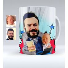 BK Kişiye Özel Baba Oğul Karikatürlü Beyaz Kupa Bardak