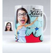 BK Kişiye Özel Bayan Avukat Karikatürlü Beyaz Kupa Bardak