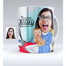 BK Kişiye Özel Bayan Kadın Hastalıkları ve Doğum Uzmanı Karikatürlü Beyaz Kupa Bardak