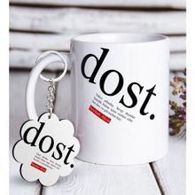 BK Kişiye Özel Dost Anlamı Beyaz Kupa ve Anahtarlık Hediye Seti
