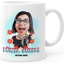 BK Kişiye Özel Dünya Güzeli Karikatür Beyaz Kupa Bardak