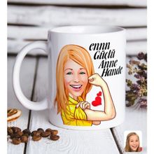 BK Kişiye Özel En Güçlü Anne Karikatürlü Beyaz Kupa Bardak