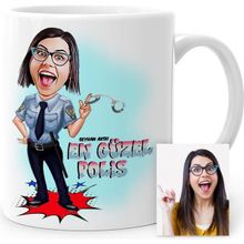 BK Kişiye Özel En Güzel Polis Karikatür Beyaz Kupa Bardak