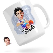 BK Kişiye Özel Erkek Basketbolcu 2 Karikatürlü Beyaz Kupa Bardak