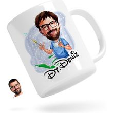 BK Kişiye Özel Erkek Diş Hekimi Karikatürlü Beyaz Kupa