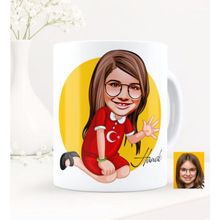 BK Kişiye Özel Kız Çocuk Karikatürlü-2 Beyaz Kupa Bardak
