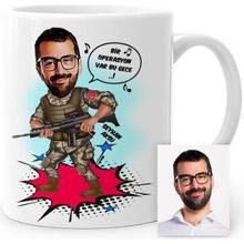 BK Kişiye Özel Komando Asker Karikatür Beyaz Kupa Bardak