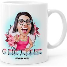 BK Kişiye Özel O Bir Melek Karikatür Beyaz Kupa Bardak