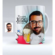 BK Kişiye Özel Şerefe Karikatürlü Beyaz Kupa Bardak