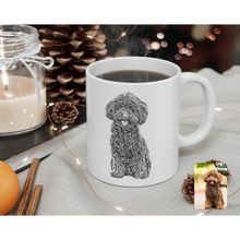 BK Kişiye Özel Tam Boy Karakalem Köpek Karikatürlü Beyaz Kupa Bardak
