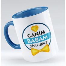BK Model 1 Canım Babam Tasarımlı Mavi Beyaz Kupa Bardak