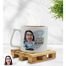 BK Model 2 Kadın Kolay Yetişmiyor Karikatürlü Middle Beyaz Kupa Bardak