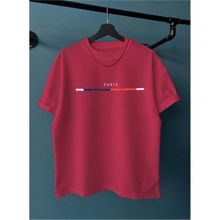 Black Sokak Göğüs Ince Çizgili Paris Baskılı Oversize Bordo Erkek T-shirt