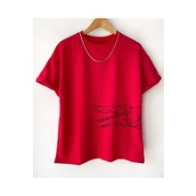 Black Sokak Timsah Baskılı Oversize Kırmızı Erkek T-shirt