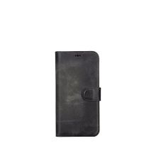 BloominBag Aurel Magna Sandy Stone Iphone 16 Pro Magsafe Uyumlu Wallet Case Siyah Gri Deri Telefon Kılıfı