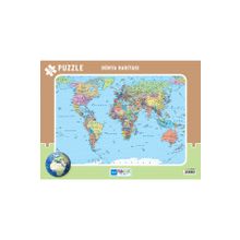 Blue Focus Dünya Haritası Frame Puzzle 72 Parça