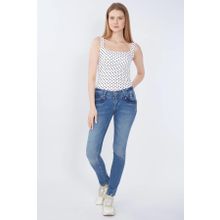 Blue White Fermuar Detaylı Kadın Jean Pantolon