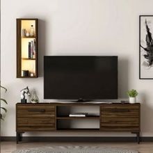 BMdekor Cunda Ceviz Led Işıklı 150 cm Tv Ünitesi