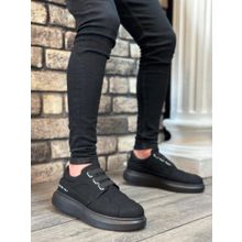 Boa BA0302 Kalın Taban Bağcıksız Tarz Casual Siyah Siyah Erkek Ayakkabı