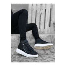 Boa Ba0312 Bağcıklı Yüksek Siyah Beyaz Taban Erkek Tarz Spor Bot