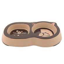 Bobo BO-3140Z 200+250 ml Köpek Desenli Bambu İkili Mama ve Su Kabı