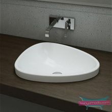 Bocchi Etna 58 cm Parlak Beyaz Yarım Tezgah Lavabo