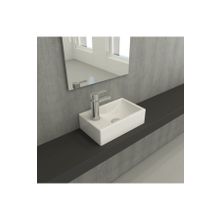Bocchi Milano 37 cm Parlak Beyaz Dar Sol Tezgah Üstü Asma Lavabo