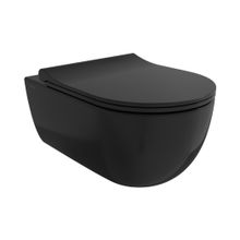 Bocchi V-Tondo Rimless Mat Siyah Gizli Taharet Girişli Asma Klozet
