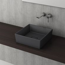 Bocchi Vessel Kare Tezgah Üstü 38 cm Mat Antrasit Lavabo