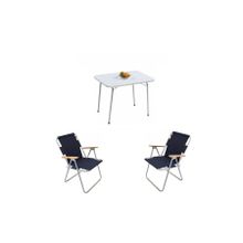 Bofigo BFGBM+2S 2+1 Lacivert 60X80 cm Masa Sandalye Kamp Seti