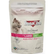 BonaCibo 85 gr Pouch Kuzu Etli Kısır Kedi Konservesi