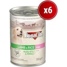 BonaCibo Kuzu Etli Pirinçli 6x400 gr Yavru Köpek Yaş Mama