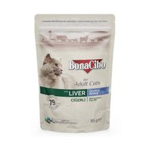 BonaCibo Soslu Ciğerli Pouch Yetişkin 12x85 gr Kedi Yaş Maması