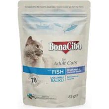 BonaCibo Soslu Uskumru ve Balıklı 12x85 gr Yetişkin Yaş Kedi Maması