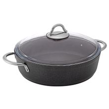Bonera Siyah Granit Basık 28 cm Karnıyarık Tenceresi
