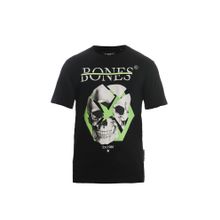 Bonesmen Yuvarlak Yaka Yeşil Çizgi Kuru Kafa T-shirt