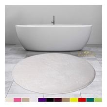 Bonny Home 100x100 cm Elite Beyaz Yuvarlak Peluş Kaymaz Taban Pufidik Banyo Halısı