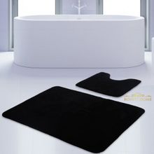 Bonny Home 2'li Düz Siyah Unicolor Kaymaz Klozet ve Banyo Halısı
