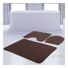 Bonny Home 3'lü Düz Kahve Unicolor Kaymaz Klozet ve Banyo Halısı