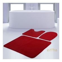 Bonny Home 3'lü Düz Kırmızı Unicolor Kaymaz Klozet ve Banyo Halısı