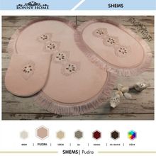 Bonny Home 3'lü Pudra Shems Dantelli ve Saçaklı Klozet ve Banyo Halısı