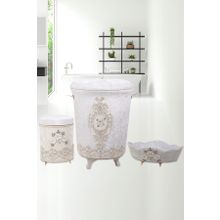 Bonny Home Lisa Kirli Krem Çamaşır Sepeti Seti